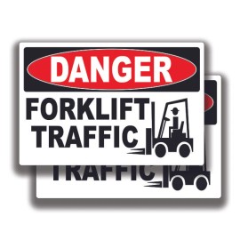 The Decal And Sticker Mafia DANGER FORKLIFT TRAFFIC DECAL Stickers Sign Bogo Truck Window - 4"W x 2.7"H