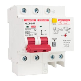 HCOVTXR 120V-240VAC Circuit Breaker with Leakage Protection,20 Amp RCBO and Surge Protector Breaker,DIN Rail Mount Ground Fault Circuit Breaker for Residential Industrial Outdoor