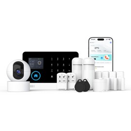 LWOHSI Alarm System with HD Security Camera,Wireless 4G/WiFi Home Alarm Kits with Door/Window Sensors,Tuya APP Alerts,Professional Monitoring Work with Google,DIY Customized Installation(13 Pieces)