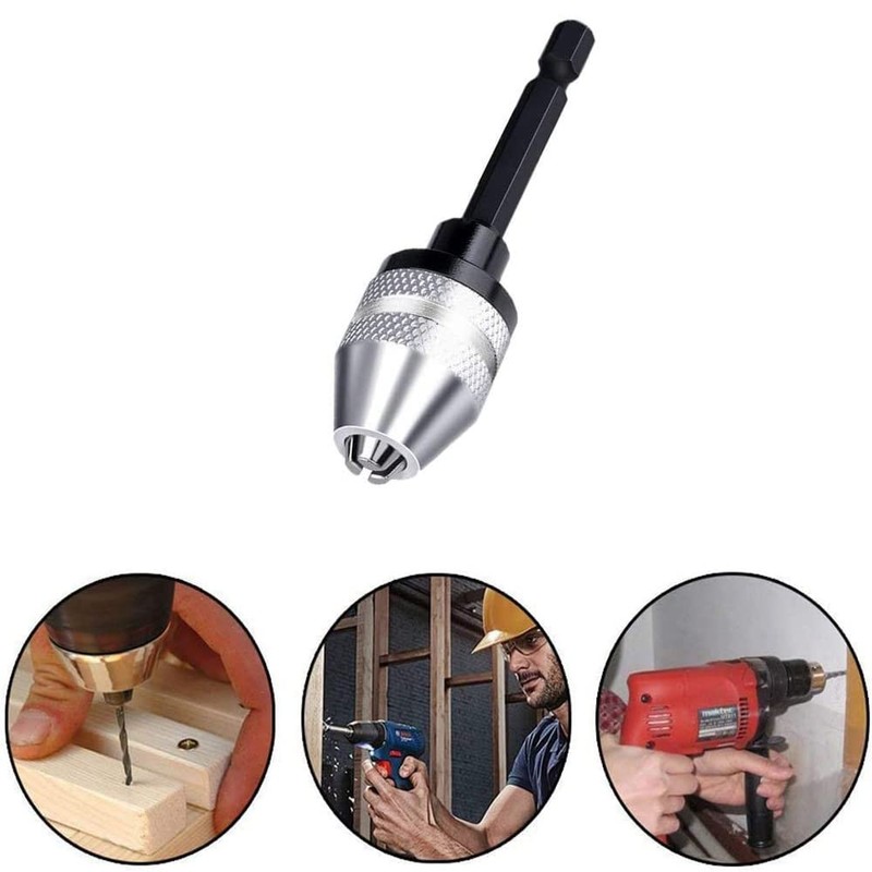 Fongmore 2pcs 0.3-6.5mm 1/4" Keyless Drill Chuck Hex Drill Chuck