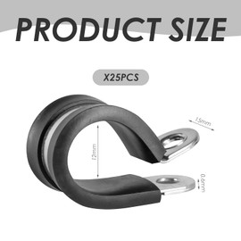 25 pipe and cable clamps, garden hose clamps, fixed pipe clamps, brake pipe clamps, installation pipe clamps