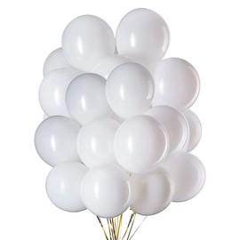 Pack of 100 12 Inch Balloons White Latex Helium Balloons for Birthday, Wedding Party Decoration