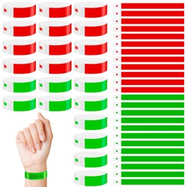 600 x Entrance Wristbands, Waterproof Event Bracelets, Festival Bracelets, 19 x 25 mm, Printable Secure Bands, Inlet Bands for Control and Safety, Events and Events, Red and Green