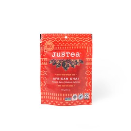 JusTea AFRICAN CHAI | Loose Leaf Black Tea | Recyclable Refill Pouch | 40+ Cups (100g) | Medium Caffeine | Award-Winning | Fair Trade | Non-GMO
