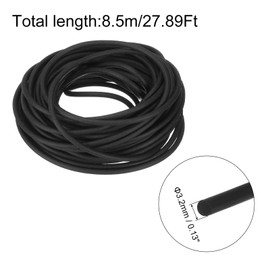 uxcell Silicone Foam Seal Strip, 3.2mm(0.13") Dia 8.5 Meters(27.89 Ft) Long Sponge Rubber Weather Seal Strip Round Rubber Cord Solid for DIY Warehouse, Pads, Foam Tubing, Crafts - Black