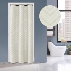 Chyhomenyc Chevron Small Fabric Shower Curtain 36x72 inches Bath Stall Size, Boho Shower Curtain Modern Chic Textured Tufted Chevron Striped Minimalist Cute Bathroom Shower Curtain