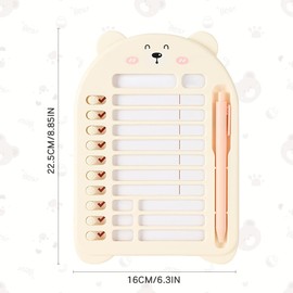 HABNI Checklist Boards with 13 Papers, To Do List Memo To Do Planner 22.5 x 16 cm Board for Children with Stand and Pen, Sticker for Learning Planning Schedule, Beige, Pack of 1