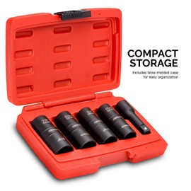 NEIKO 02282B 1/2-Inch-Drive Impact Socket Set, Flip Socket Set, Chrome Moly Steel, Includes 3-Inch Bar Extension, 8 Deep SAE and Metric Sizes, 5 Pieces