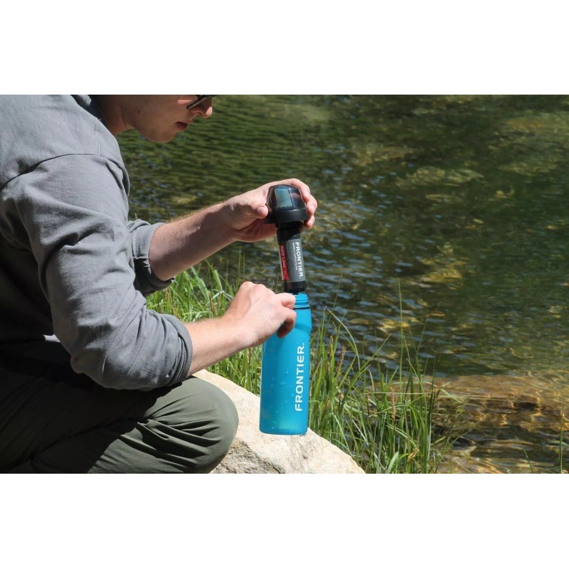 Aquamira Frontier Flow RED Line Series II Filtered Water Bottle