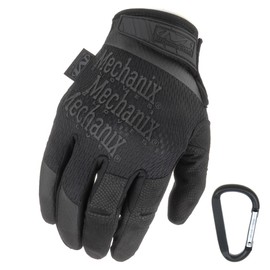Mechanix Wear Specialty High Dexterity 0.5 mm 2017, Tactical Gloves Breathable & Ergonomic + Gear Carabiner, Black, Coyote/Size S, M, L, XL (M, Black)