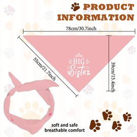 arricraft 1 Adjustable Triangle Dog Bandana Made of Unbleached Cotton Pink Pet Bandanas with "Big Sister" Motif for Dog Lovers Props for Revealing 55 x 55 x 78 cm