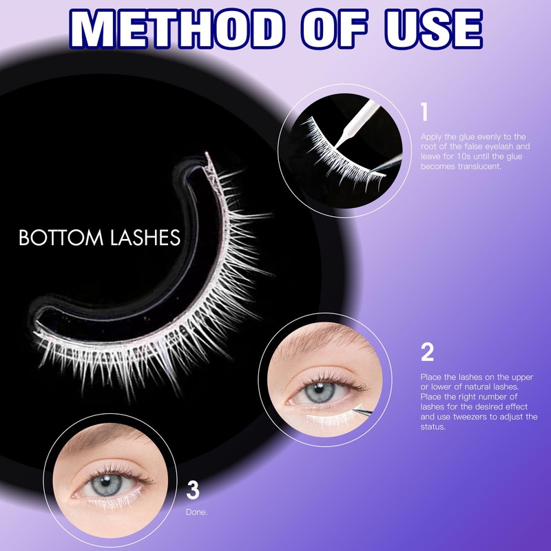 White Lashes with Bottom Lashes, Wispy Manga Colored Eyelash Strip