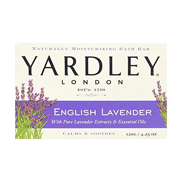 Yardley London English Lavender with Essential Oils Soap Bar, 4.25 oz Bar (Pack of 3)