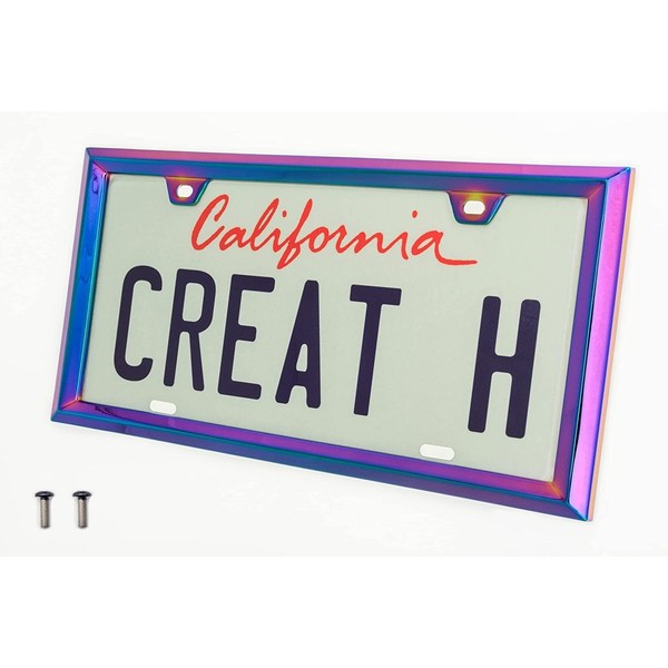 Creathome 3D Neo Chrome License Plate Frames, Pure Zinc Alloy