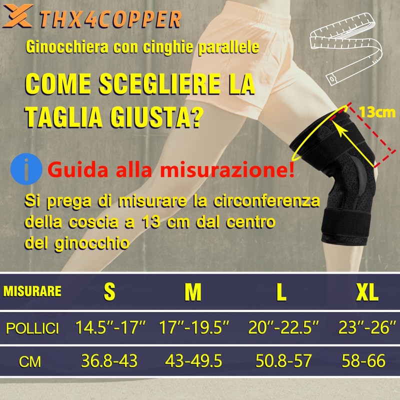 Thx4COPPER Adjustable Knee Brace Knee Support with Side Splints Knee