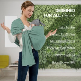 MISSWISDOM Baby Ring Sling Baby Carrier Newborn to Toddler, Ring Baby Carrier Sling, Toddler Carrier Toddler Sling, Baby Wraps Carriers, Baby Sling Carriers, Green