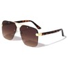 Dweebzilla Square Sport Semi Rimless Pilot Aviator Sunglasses (Tortoise &