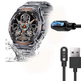 Lamshaw Compatible with DREMAC/SUNKTA EF3 1.43 Smart Watch Charger (2 Pack-Black+Black, USB Type C/Micro USB, Male-to-Male, 2-Pack)