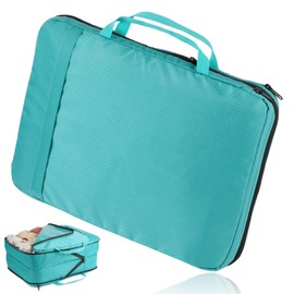 VARNIC Travel Compression Bag, Compression Bag, Clothing Sorting, Compact, YKK Zipper, Travel Pouch, Compression, Waterproof Travel Pouch, Convenient Goods, Compression, Space Saving Clothes, Waterproof, Separate Dry Pockets, Lightweight, Business Trips, Business Trips, Travel (Green, M)