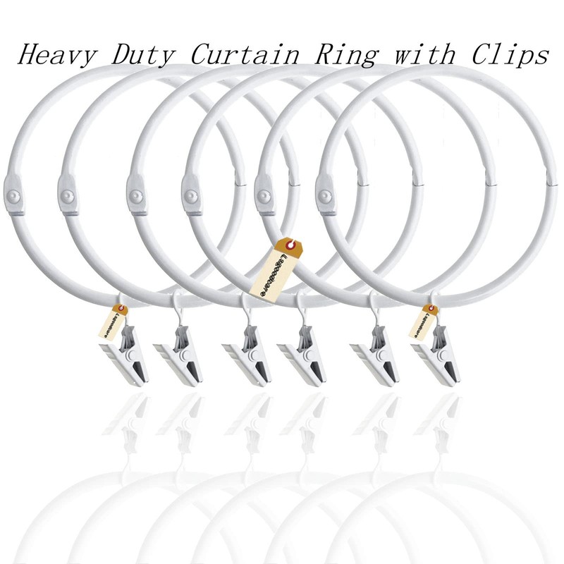 Lsgoodcare 20Pcs Openable Curtain Clips with Rings White 3Inch, Strong