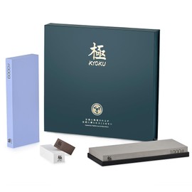 KYOKU Sharpening Stone Whetstone Kit, Knife Sharpening Set with 1000 & 6000 Grit Knife Sharpener Stones, Professional Japanese Whetstone Bundle with Nonslip Rubber Mat Rust Remover Flattening Stone