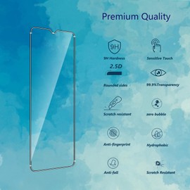 QZJinch 3 + 3 pieces, tempered glass for Vivo Y76 5g, 2.5D Edge, 9H hardness, anti-oil, anti-fingerprint, HD protective glass, bubble-free, high sensitivity