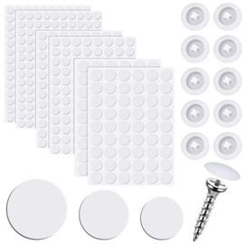 Eersida 100 Pcs Screw Covers Plastic Self Tapping and 580 Pieces Self Adhesive Furniture Screw Hole Cover Stickers for Wood Furniture(White)