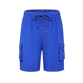 GREYGEM Mens Board Shorts 10 Inch Inseam Compression Liner Elastic Swim Trunks Royal Blue Quick Dry Summer Surfing Beachwear