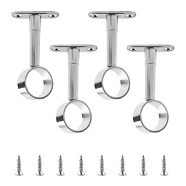 INCREWAY Stainless Steel Adjustable Wardrobe Pipe, Dia 25mm(1") Closet Lever Support Rod Holder Socket Bracket, Set of 4