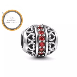 Minimalist Charm Jewelry Red Heart Birthstone Charm, Heart Charm, Silver Charm, Gift For Women