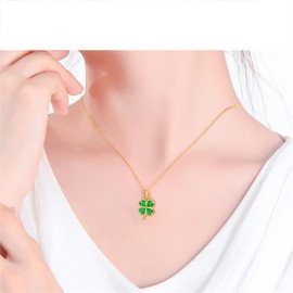 CZ Crystal Four Leaf Clover Pendant Necklace for Women Leaves Petals Floral Choker Necklace Vintage Irish Shamrock Statement Adjustable Pendant Necklace Jewelry