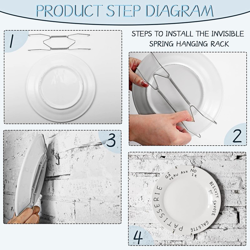 20 Pieces Invisible Wall Plate Hangers 4/5/6/8/10 Inches Wall Plate