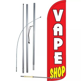 NeoPlex Vape Shop Red Flag with Flag Pole and Spike