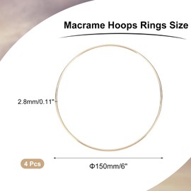 sourcing map 4 Pcs Dream Catcher Rings,Metal Craft Hoops Floral Hoops 6 Inch Macrame Hoops Rings for DIY Crafts Wreath Making Supplies Plant Hangers,Gold