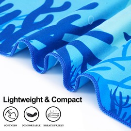 Genovega Microfiber Lightweight Thin Beach Towel Compact Oversized Quick Dry Sandproof Clearance Towels Sand Free Swim Camping Pool Travel Essentials Accessories Vacation Women Men Adults Blue Turtle