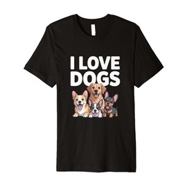 I Love Dogs Cute Puppy Pals Design Premium T-Shirt
