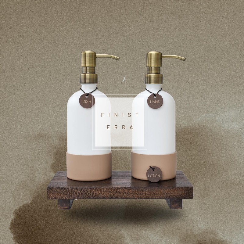 Finisterra White Hand and Dish Soap Dispenser Set With Tray