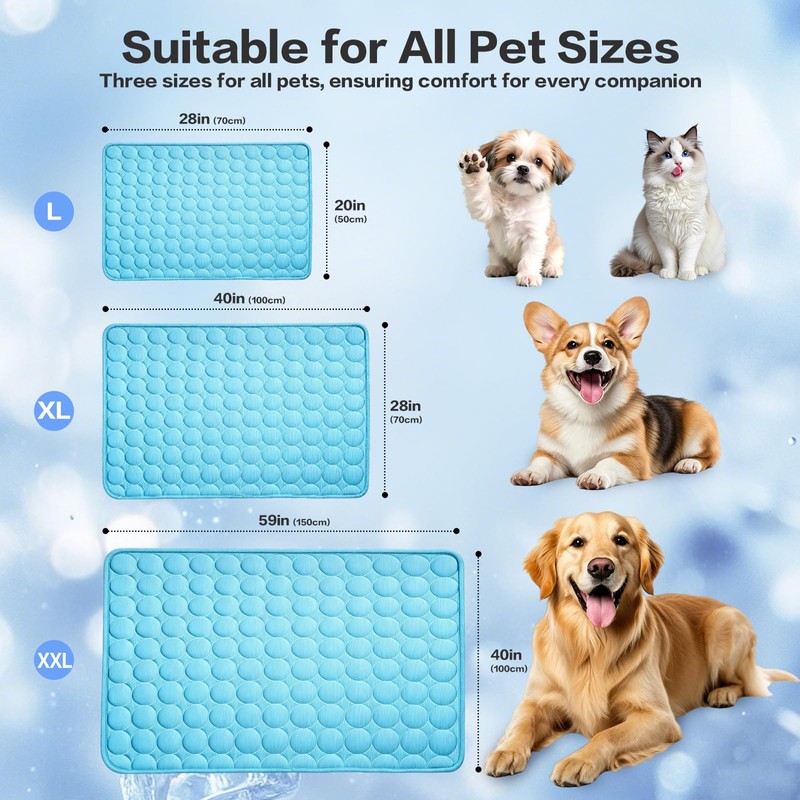 SISROL Dog Cooling Mat Cats Arc-Chill Q-Max 0.4 Wash Non-Slip