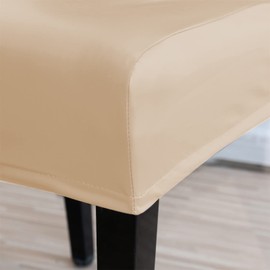 Jusmate Dining Chair Covers, Solid PU Leather Waterproof Oilproof Stretch Dining Chair Slipcover Chair Seat Protector Cover (Beige, 2 Pack)