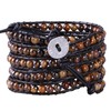 KELITCH Synthetic Tiger Eye Gems Beads 5 Wrap Bracelet Leather