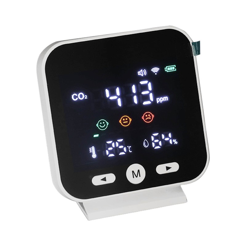 White Smart Air Quality Monitor LCD Screen WIFI CO2 Temperature