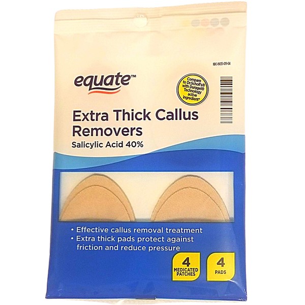 Equate Extra Thick Callus Removers With Salicylic Acid, 4 Pads, 4 Patches; Compare to Dr. Scholl's
