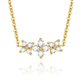 925 Sterling Silver Clover Gold Necklaces for Women with Bright Cubic Zirconia, Good Luck Pendant Necklace Jewellery Gifts for Christmas Birthday Thanksgiving