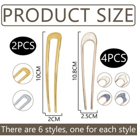 6 Pcs French Hair Pin, French Pins Hair, Hair Pin Prong Bun Hairstyle Accessories for Women, Hair Pins for Buns Suitable for Long Hair Mid Length Hair and French Pin Different Hairstyles