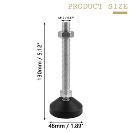 Bonsicoky 4 Pcs M12 Metal Adjustable Leveling Feet Heavy Duty, Swivel Furniture Glides Leveler for Table Desk Shelf Chair, Black, 5.1" x 1.9"/ 130mm x 48mm