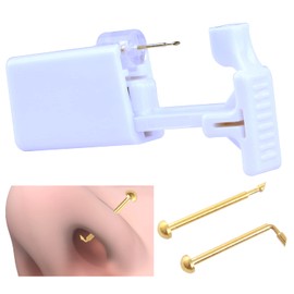 Firstomato 1PC Disposable Nose Piercing Gun Self Nose Piercing Kit Piercing Nose Rings Piercer Hypoallergenic 24K Real Gold Plated Nose Stud
