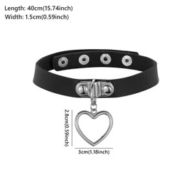 ALLY-MAGIC Heart Leather Choker, Adjustable Love Heart Punk PU Necklace Goth Choker, Black Vintage Gothic Punk Choker Fancy Dress Rock Necklace For Women Men Accessory Y9AXDZXQ (Black)