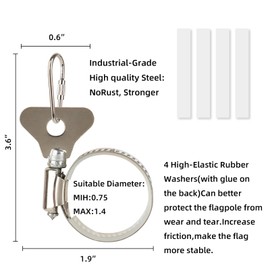 lcusepu Flag Clips for Flagpole, Stainless Steel Flagpole Clips for All Boat、Vehicle、House、Garden.Easy to Install Without Any Tools.(4PCS)
