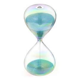 Hourglass 30 Minute Sand Timer Clock with Turquoise Color Sand, Large Sand Watch 30 Min, Reloj de Arena 30 Minuto, Simple Biloba Puff Glass Sandglass, for Home, Desk, Office Decorative