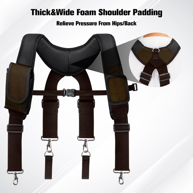 UMYLOV Tool Belt Suspenders for Men, Adjustable Padded Carpenter Tool